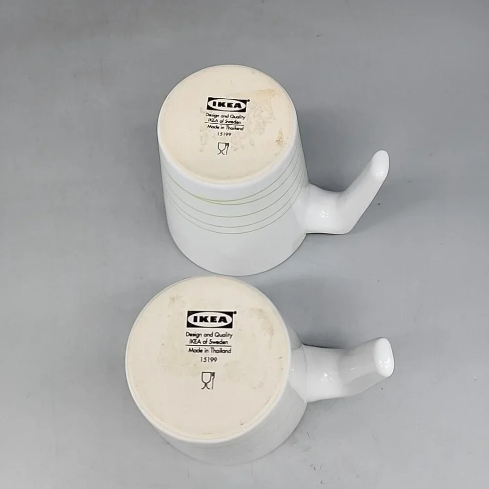IKEA Hurting White & Lime Green 15199 10 Ounce L-Handle Set Of 2